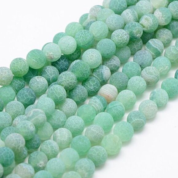 Other - 8MM‎ Sea Foam Green Weathered Agate Beads-ONE Gemstone Bead Strand-Crafts NWT